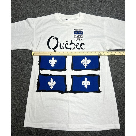 Vintage Quebec Puff Print White Graphic T-Shirt Single Stitch Size Medium - Picture 4 of 6